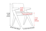 Pierre Jeanneret-style dining chair dimensions: 21.06 in wide, 22.83 in deep, 31.89 in high, seat height 17.91 in, seat width 18.5 in