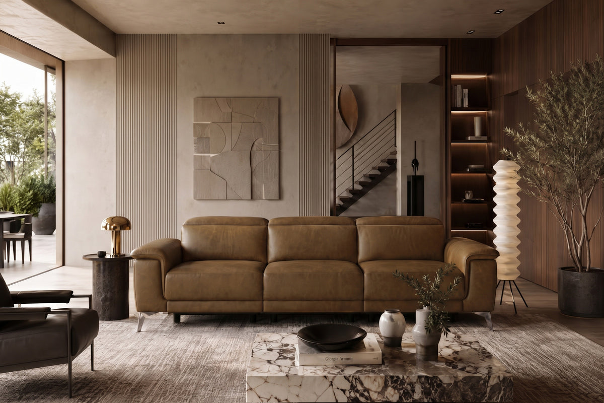 Valencia Pista Distressed Leather Reclining Sofa