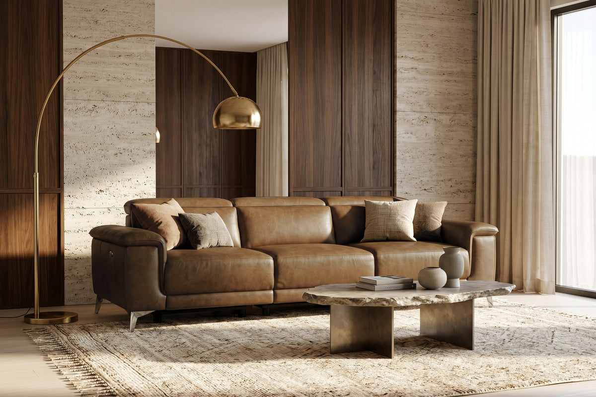 Valencia Pista Distressed Leather Reclining Sofa