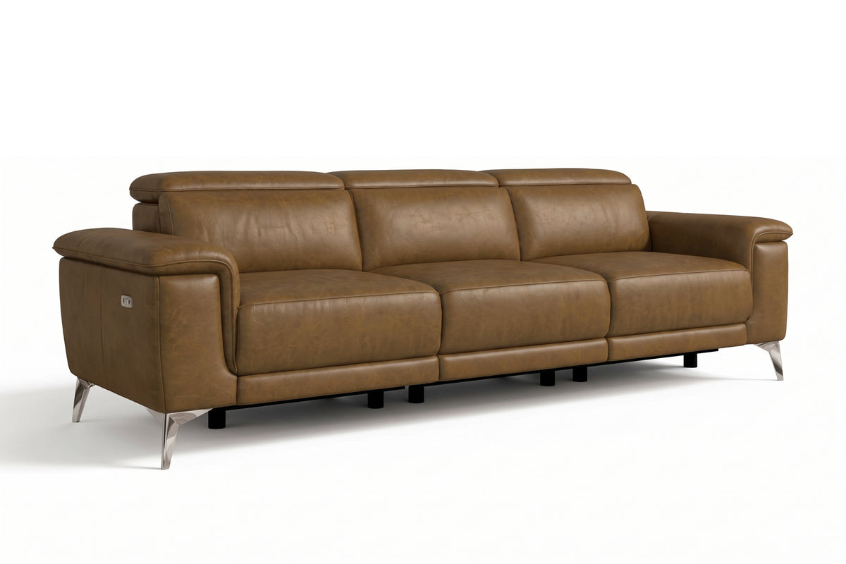 Pista reclining Sofa in distressed Italian aniline leather