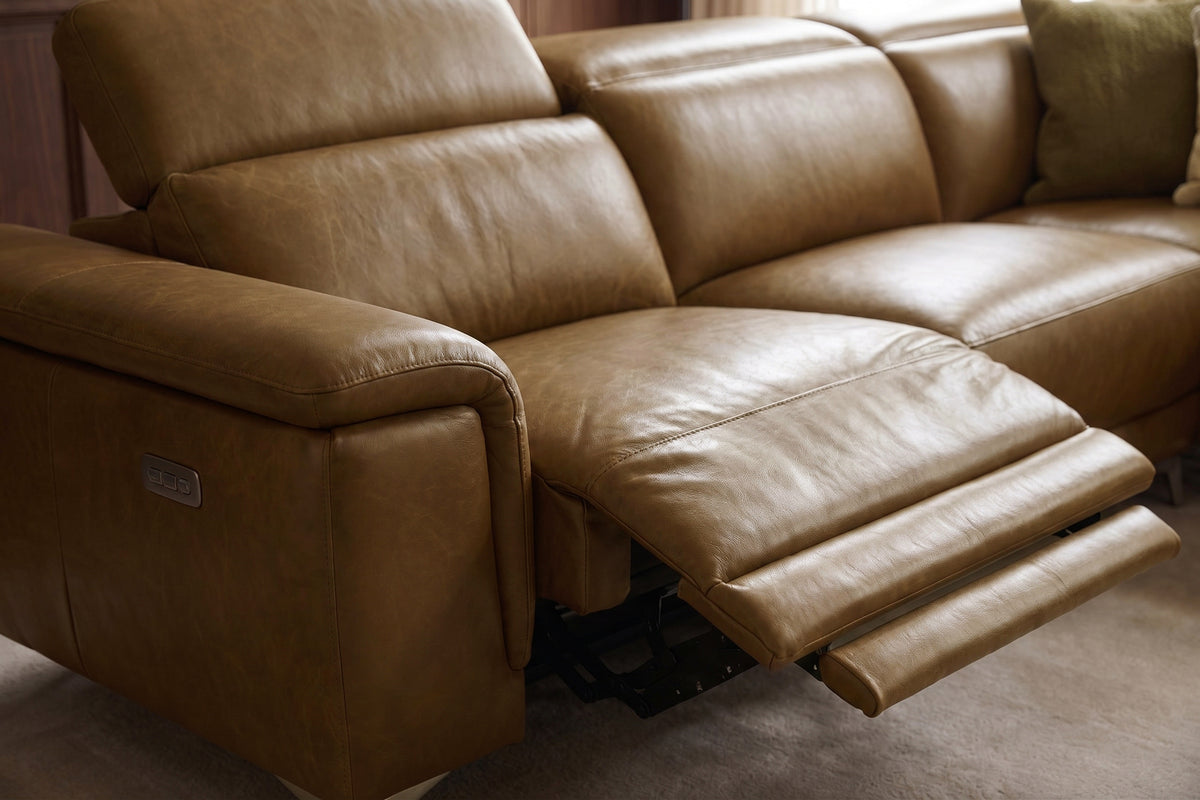 Valencia Pista Distressed Leather Reclining Chaise Sectional Sofa
