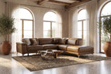 Valencia Pista Distressed Leather Reclining Chaise Sectional Sofa