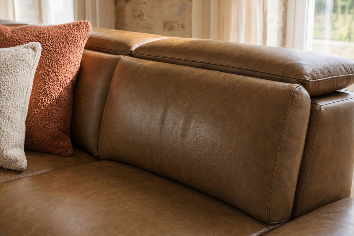 Valencia Pista Distressed Leather Reclining Chaise Sectional Sofa