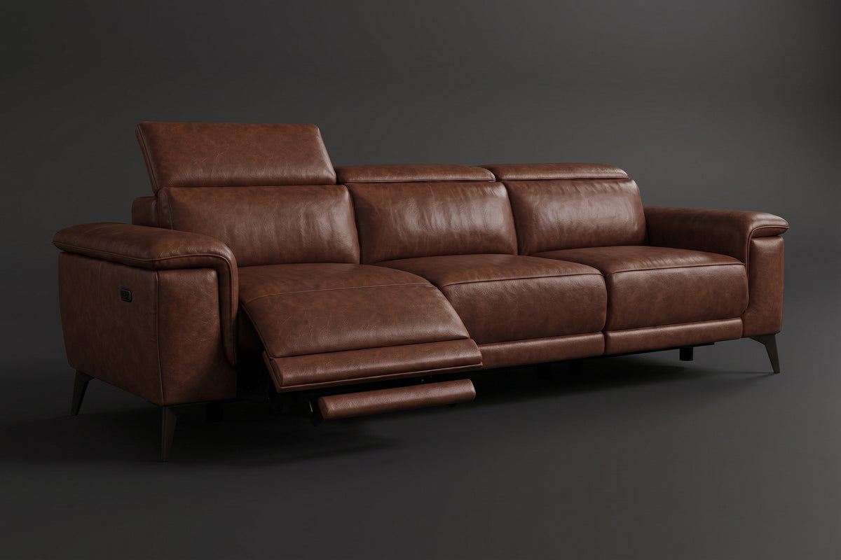 Valencia Pista Distressed Leather Reclining Sofa