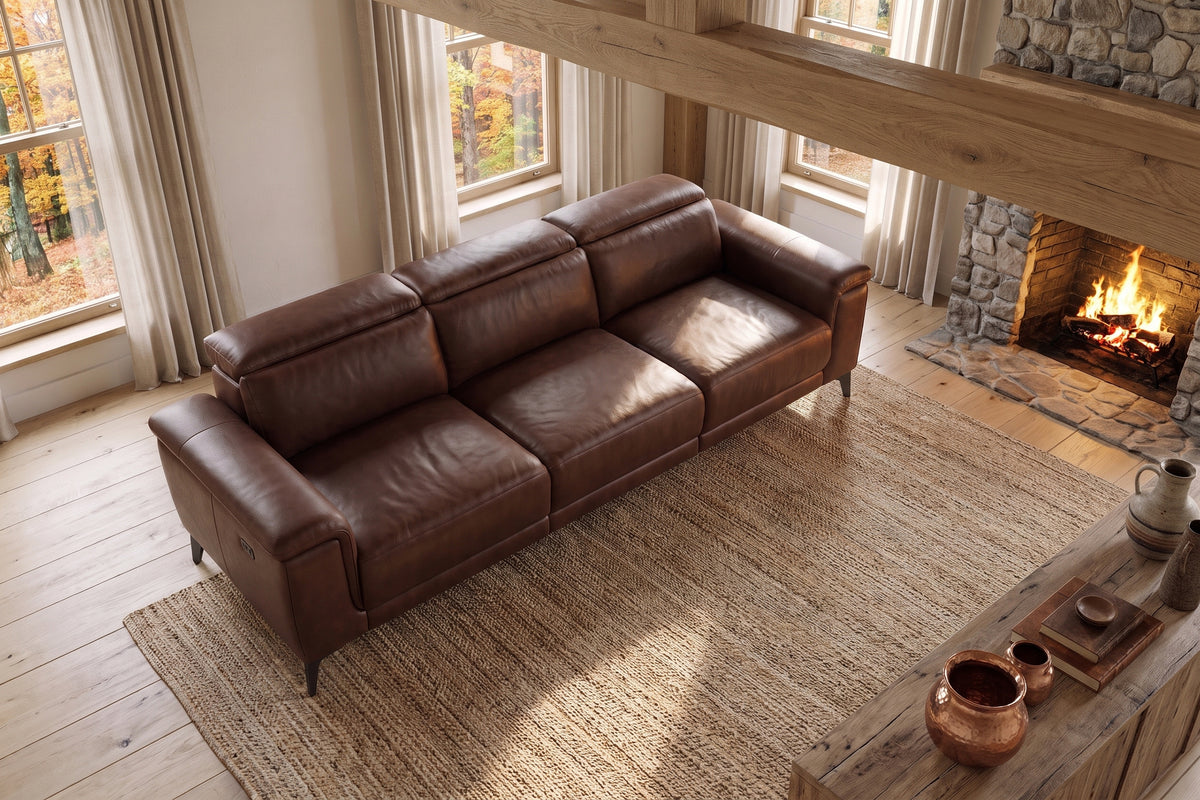 Valencia Pista Distressed Leather Reclining Sofa