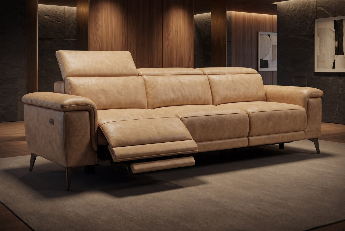 Valencia Pista Distressed Leather Reclining Sofa