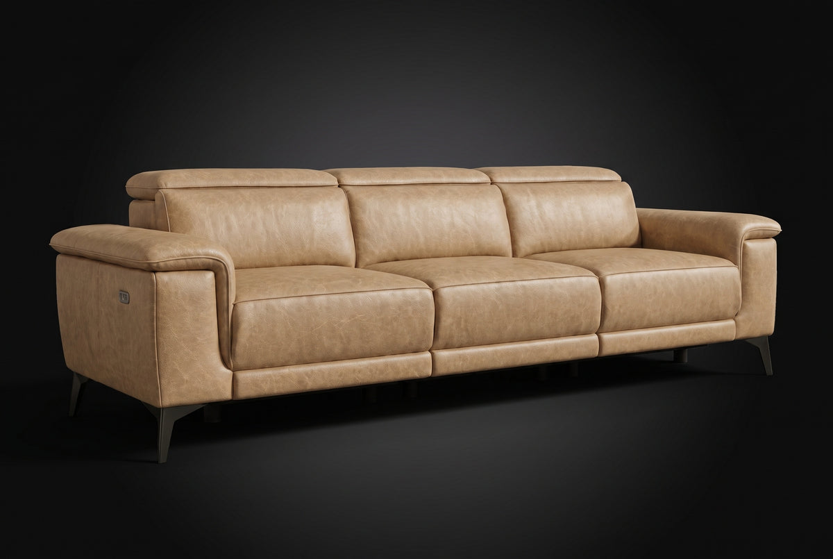 Valencia Pista Distressed Leather Reclining Sofa