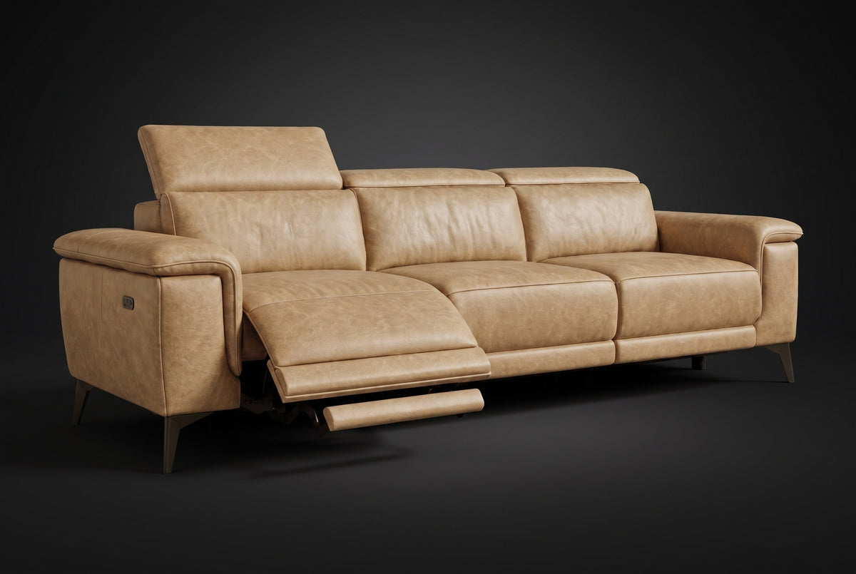 Valencia Pista Distressed Leather Reclining Sofa
