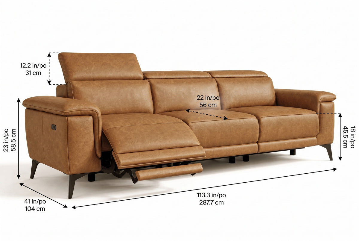 Valencia Pista Distressed Leather Reclining Sofa