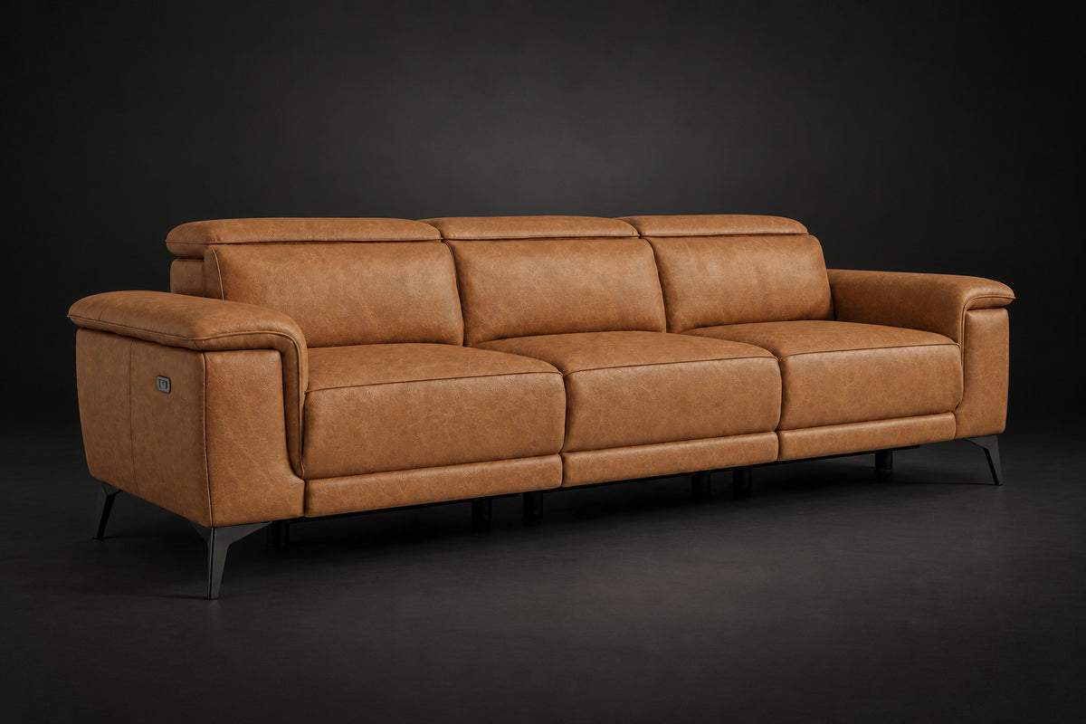 Valencia Pista Distressed Leather Reclining Sofa