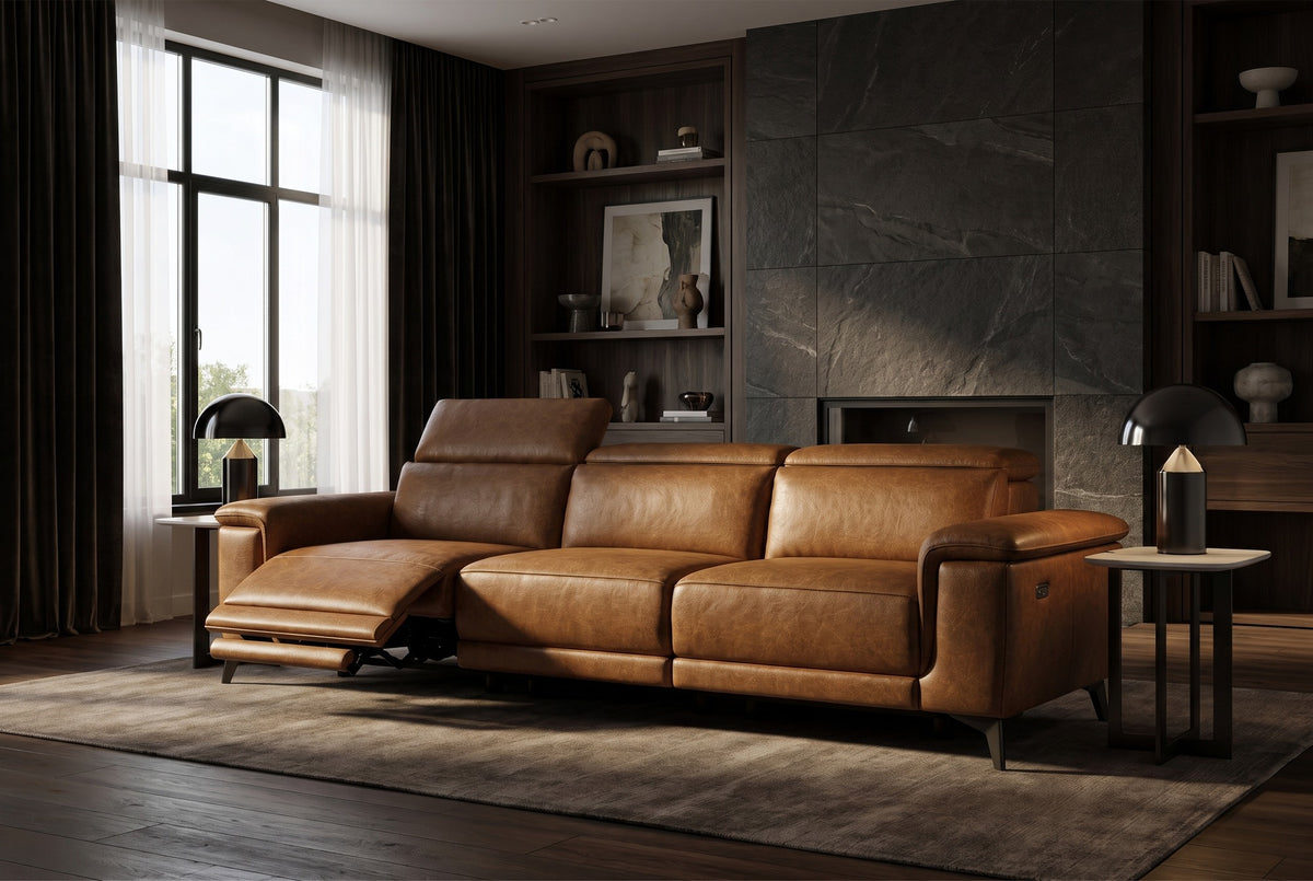 Valencia Pista Distressed Leather Reclining Sofa