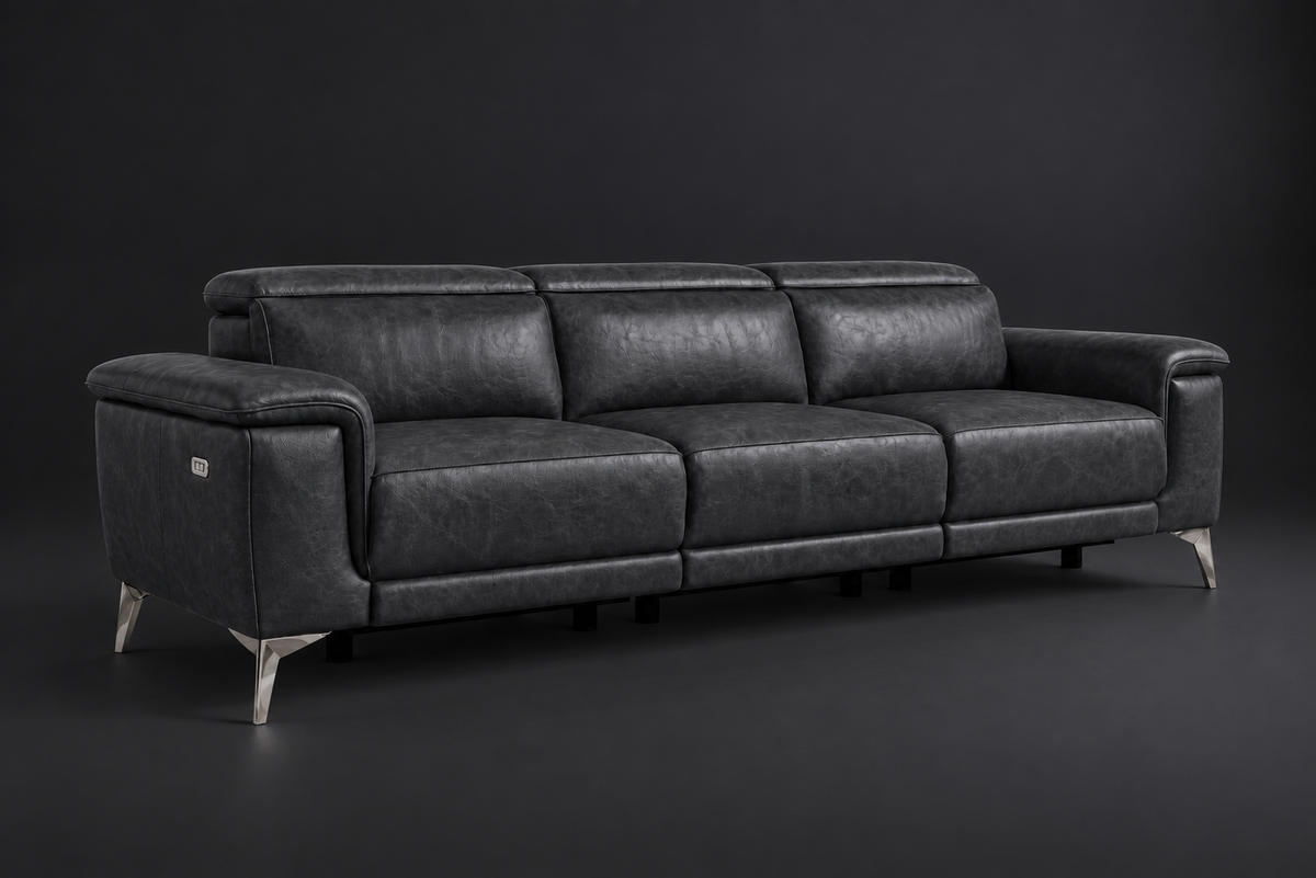 Valencia Pista Distressed Leather Reclining Sofa