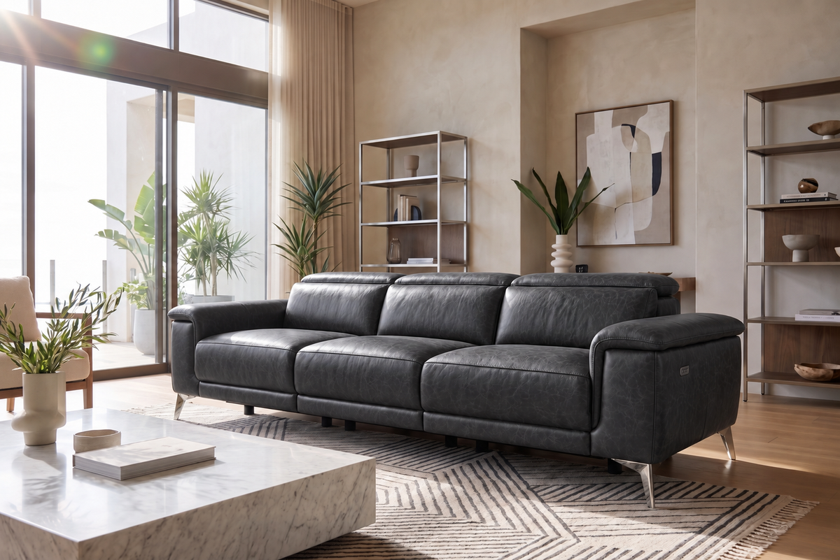 Valencia Pista Distressed Leather Reclining Sofa