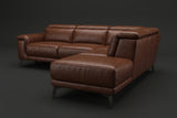 Valencia Pista Distressed Leather Reclining Chaise Sectional Sofa