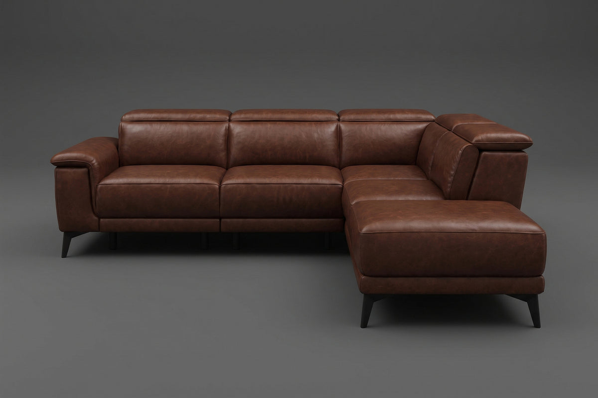 Valencia Pista Distressed Leather Reclining Chaise Sectional Sofa
