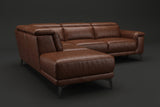 Valencia Pista Distressed Leather Reclining Chaise Sectional Sofa