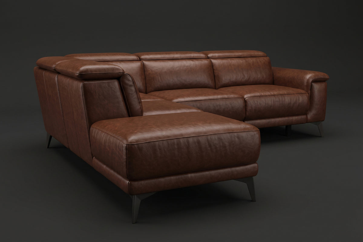 Valencia Pista Distressed Leather Reclining Chaise Sectional Sofa