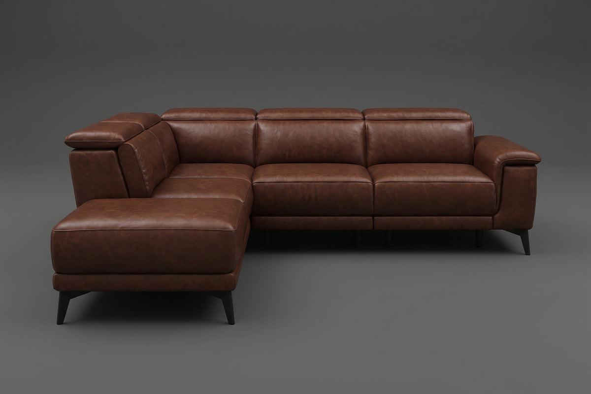 Valencia Pista Distressed Leather Reclining Chaise Sectional Sofa