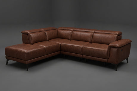 Valencia Pista Distressed Leather Reclining Chaise Sectional Sofa