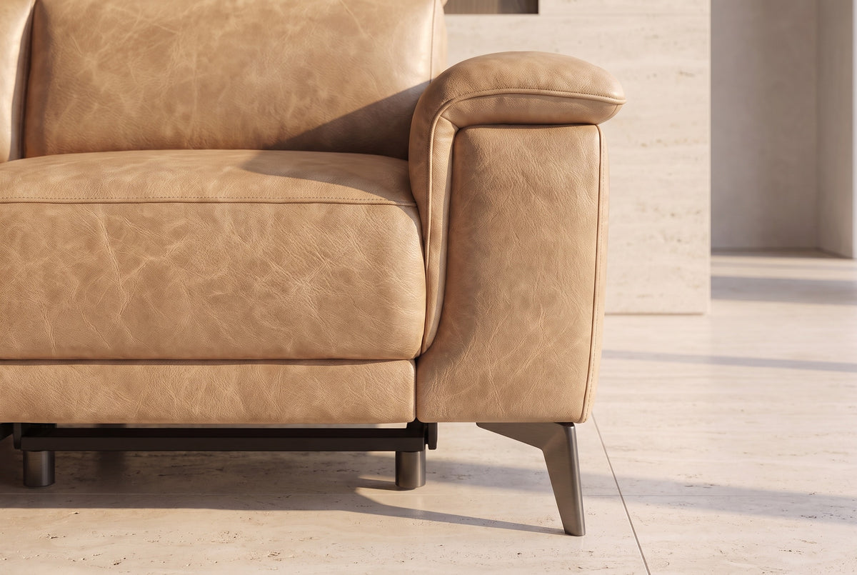 Valencia Pista Distressed Leather Reclining Chaise Sectional Sofa
