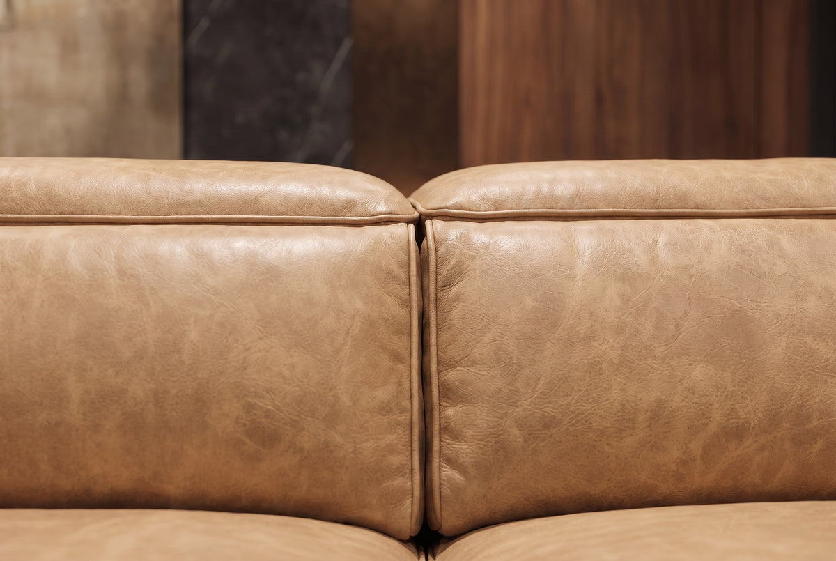 Valencia Pista Distressed Leather Reclining Chaise Sectional Sofa