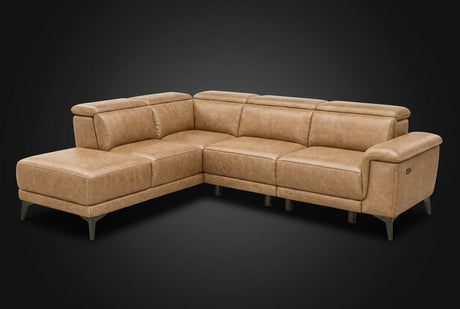 Valencia Pista Distressed Leather Reclining Chaise Sectional Sofa