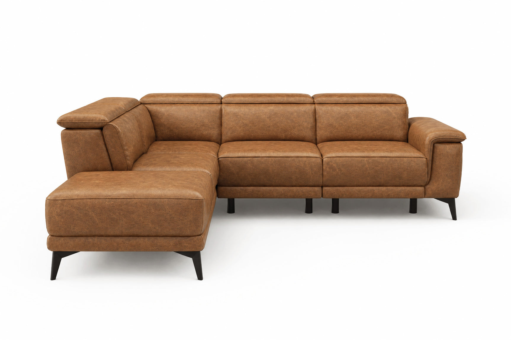 Pista Distressed Leather Reclining Chaise Sectional Sofa