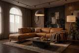 Pista Distressed Leather Reclining Chaise Sectional Sofa
