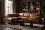 Pista Distressed Leather Reclining Chaise Sectional Sofa