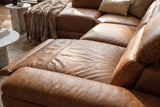 Pista Distressed Leather Reclining Chaise Sectional Sofa