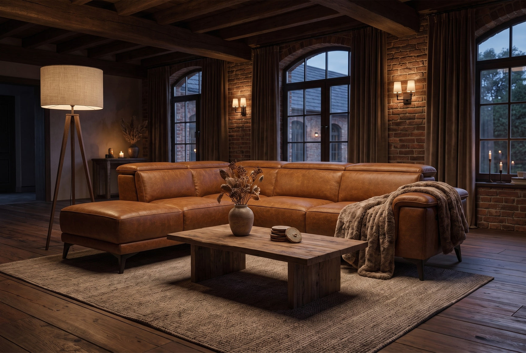 Pista Distressed Leather Reclining Chaise Sectional Sofa