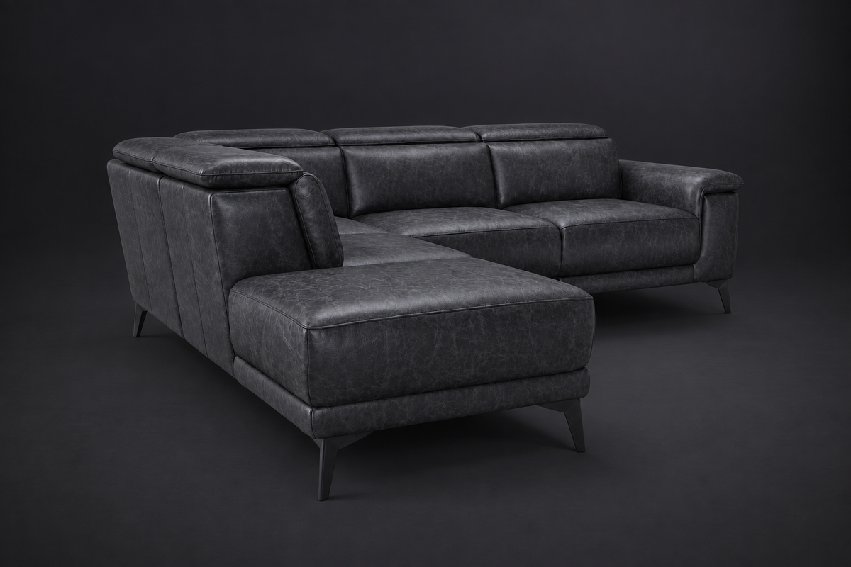 Valencia Pista Distressed Leather Reclining Chaise Sectional Sofa