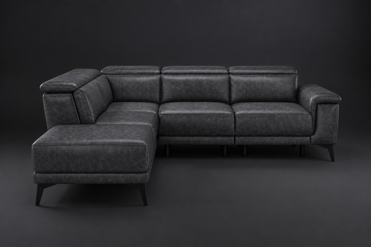 Valencia Pista Distressed Leather Reclining Chaise Sectional Sofa