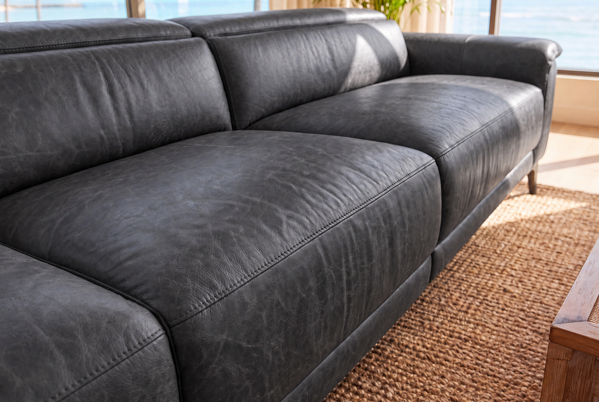 Valencia Pista Distressed Leather Reclining Chaise Sectional Sofa