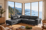 Valencia Pista Distressed Leather Reclining Chaise Sectional Sofa