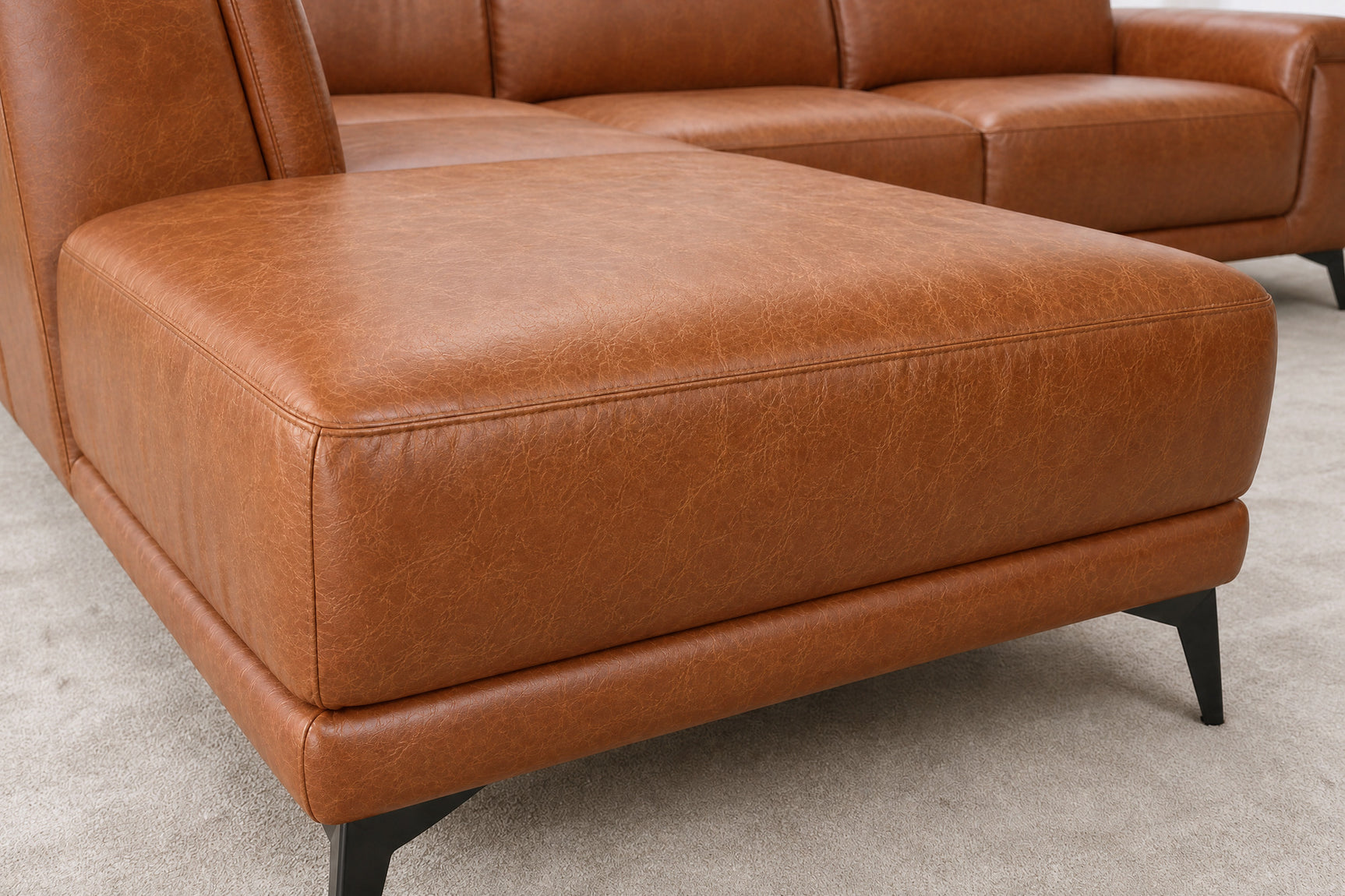 Pista Distressed Leather Reclining Chaise Sectional Sofa