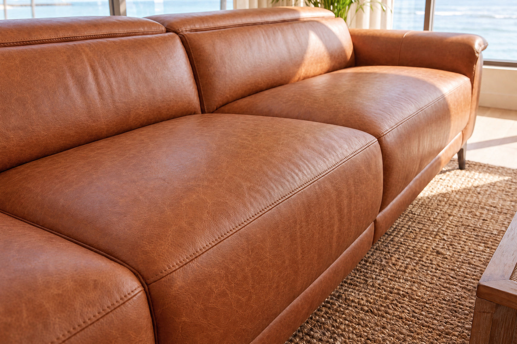 Pista Distressed Leather Reclining Chaise Sectional Sofa