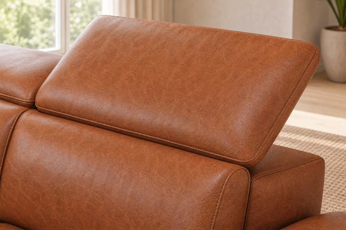 Pista Distressed Leather Reclining Chaise Sectional Sofa