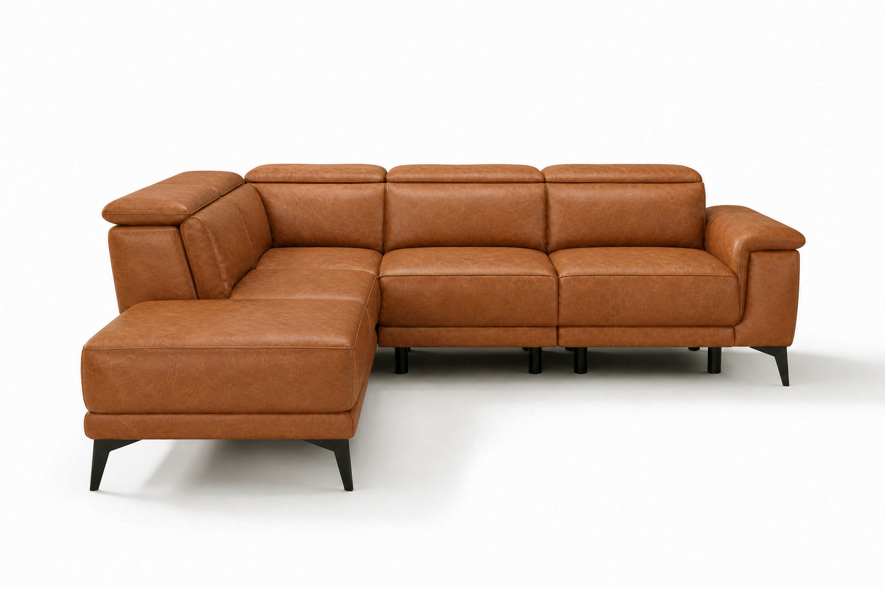 Pista Distressed Leather Reclining Chaise Sectional Sofa