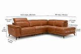 Pista reclining chaise sectional dimensions