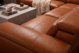 Pista Distressed Leather Reclining Chaise Sectional Sofa