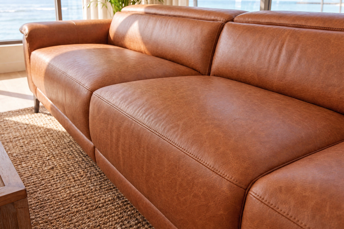 Pista Distressed Leather Reclining Chaise Sectional Sofa