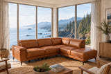 Pista Distressed Leather Reclining Chaise Sectional Sofa