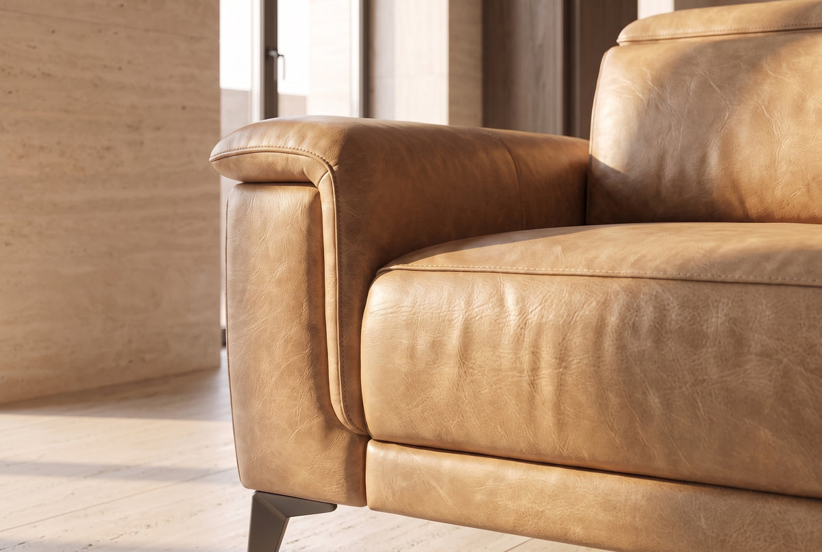 Valencia Pista Distressed Leather Reclining Chaise Sectional Sofa