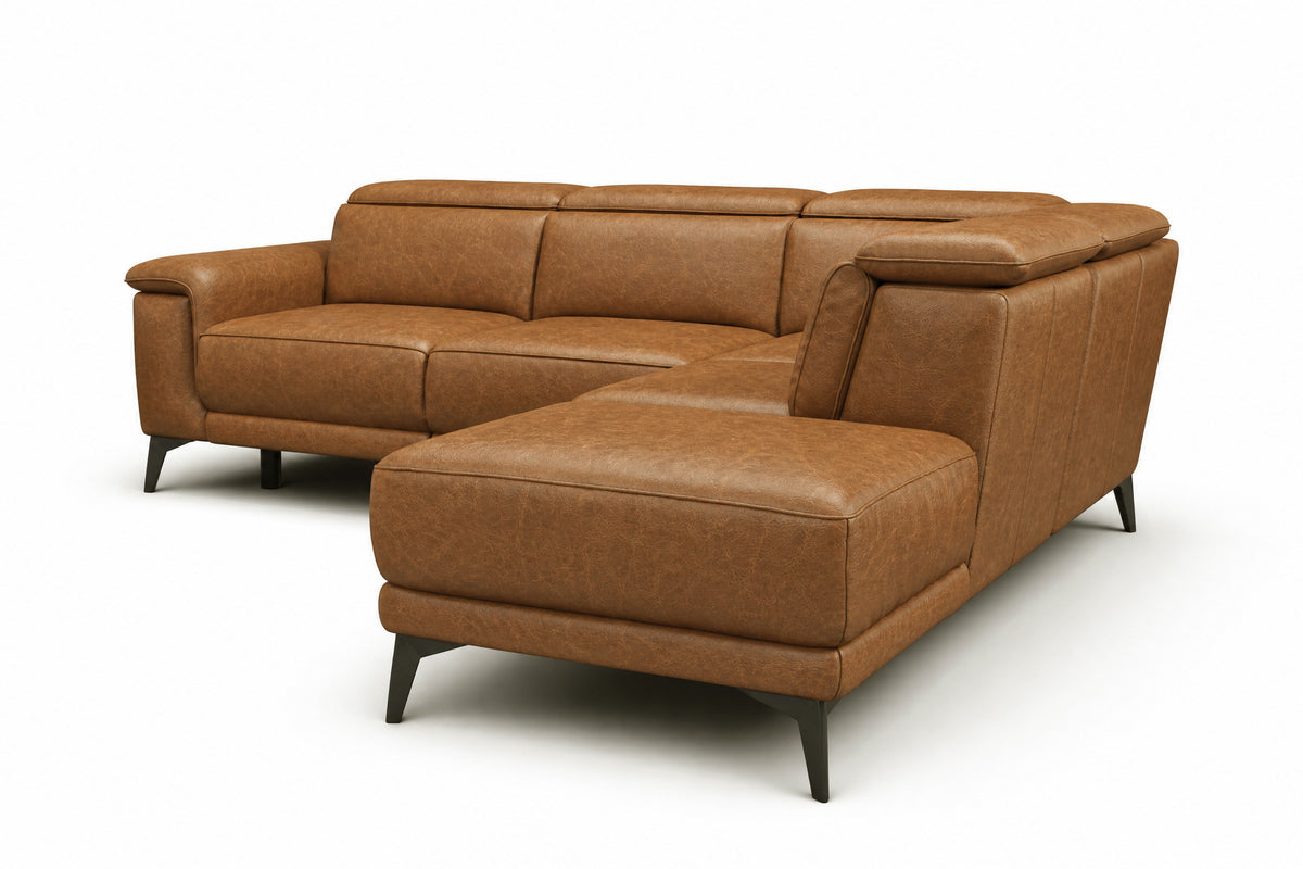 Pista Distressed Leather Reclining Chaise Sectional Sofa