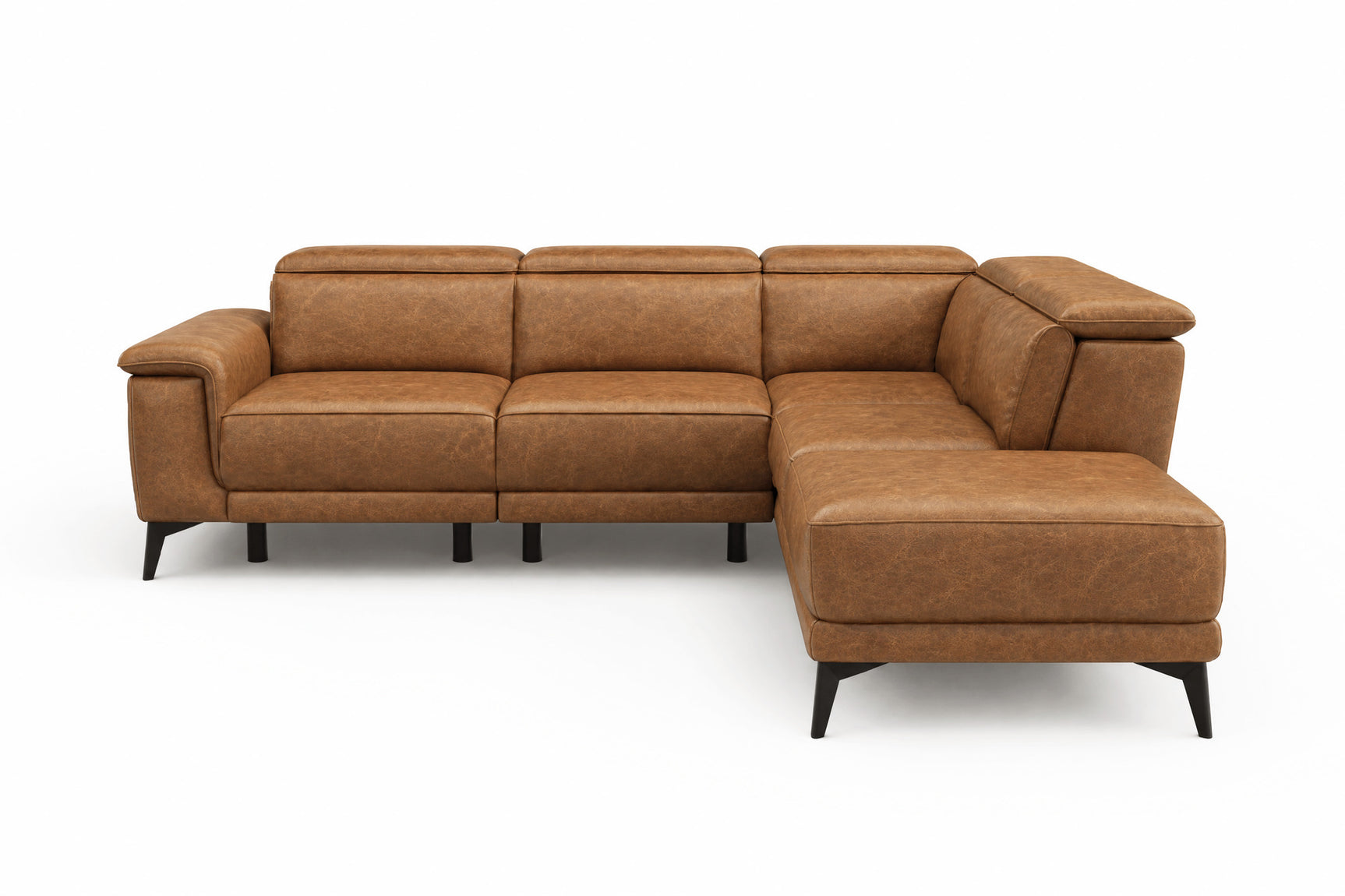 Pista Distressed Leather Reclining Chaise Sectional Sofa