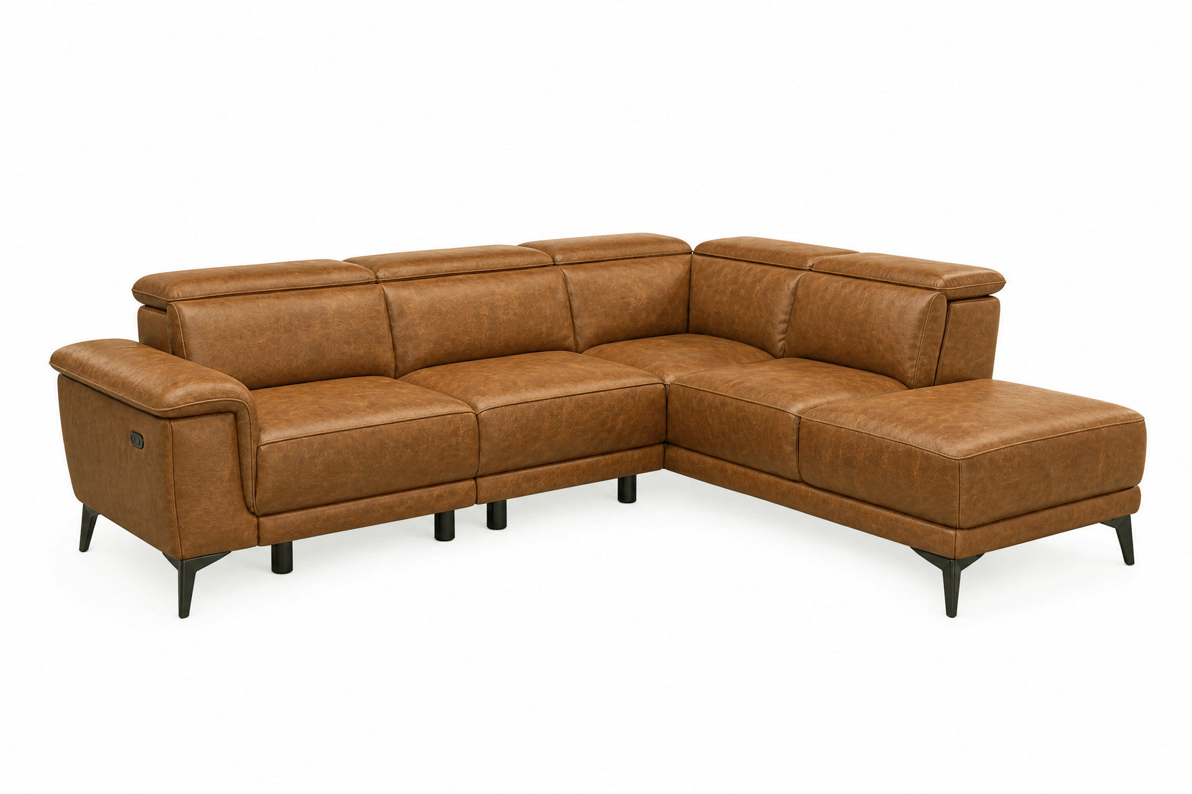 Pista Distressed Leather Reclining Chaise Sectional Sofa