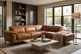 Pista Distressed Leather Reclining Chaise Sectional Sofa