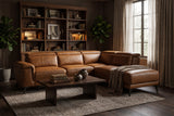 Pista Distressed Leather Reclining Chaise Sectional Sofa