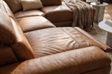 Pista Distressed Leather Reclining Chaise Sectional Sofa